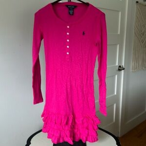 EUC Ralph Lauren Pink Long Sleeve Ruffle Dress